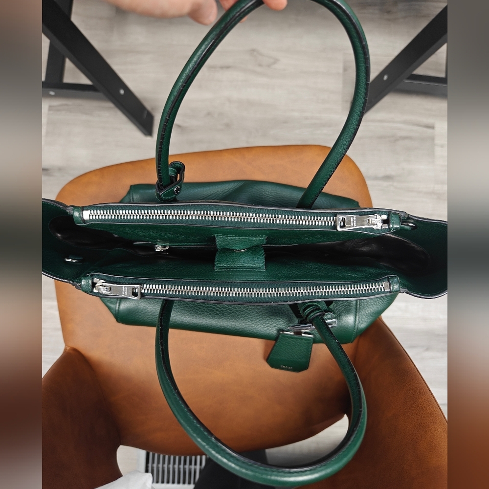 Prada Dark Green Pebbled Leather Tote - Picture 2 of 2